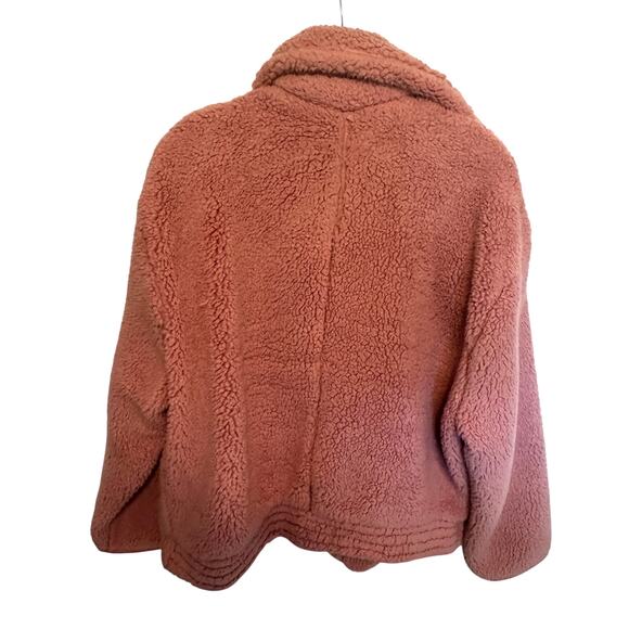 Free People Joplin Jacket Womens Large Smoked Pink Faux Fur Slouchy Teddy *FLAW - Picture 5 of 10
